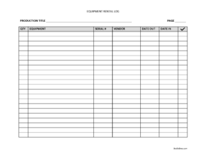 Equipment Rental Log - StudioDocs